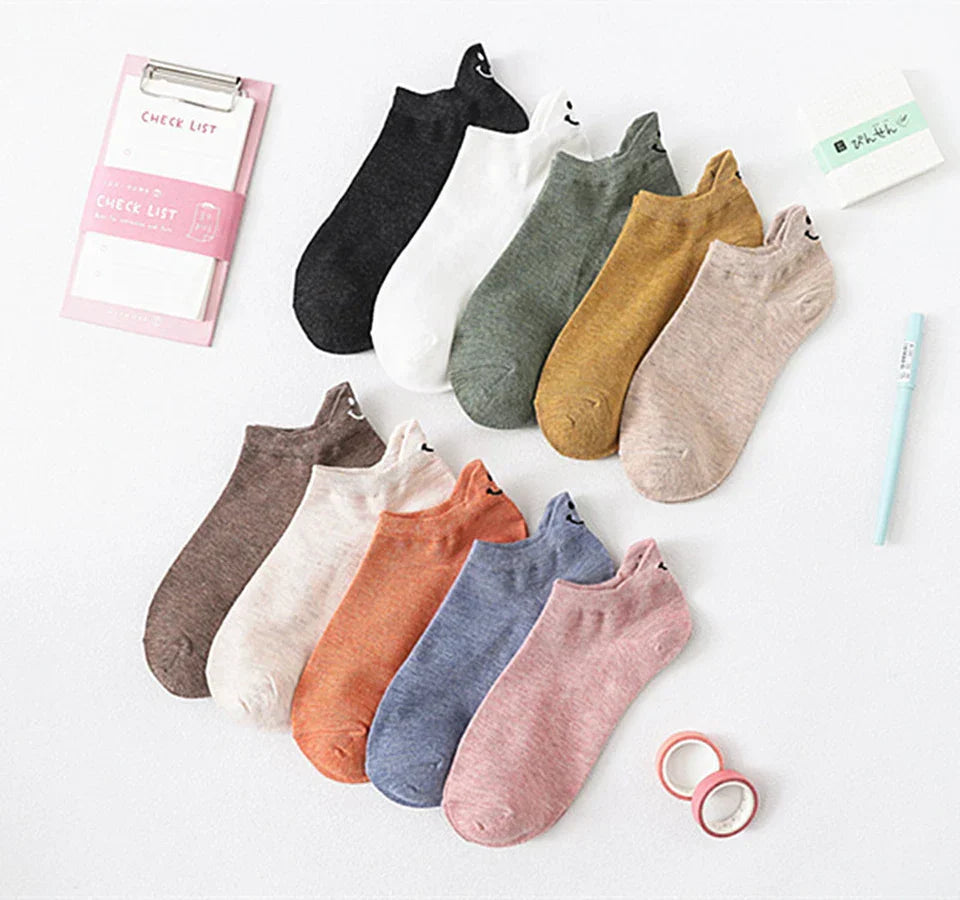 Cozy Socks – VivaSmile 10 Pairs of Smiley Heel Ankle Socks