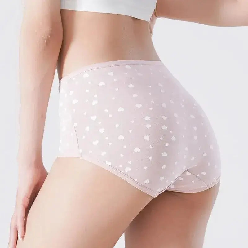 VivaShape High Waist Comfort Briefs in soft pink with heart print, showcasing comfort and style for women.