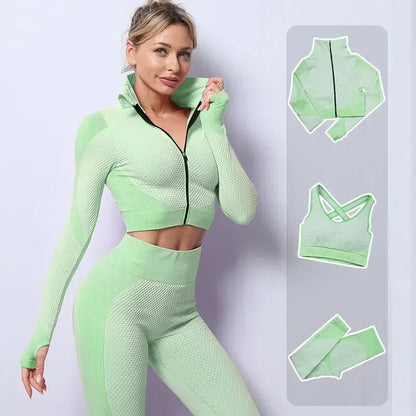 Women wearing a mesh sports crop top in mint green, perfect for workouts and stylish athleisure looks.